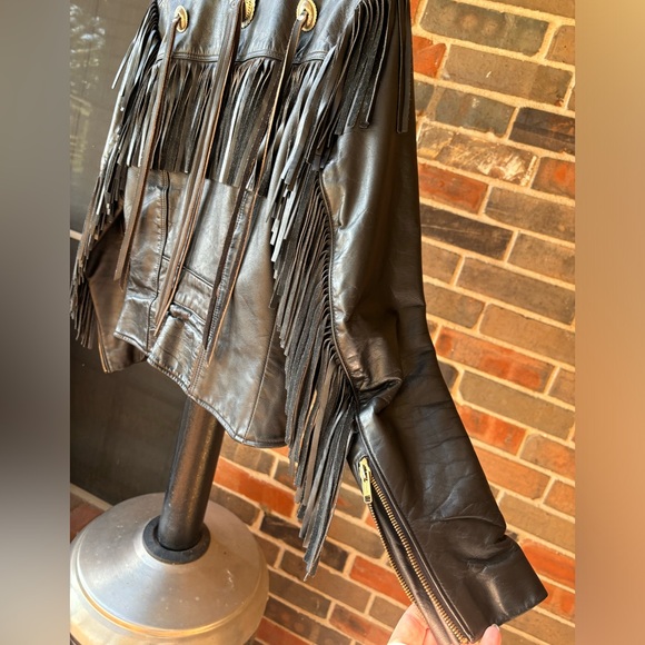 Vintage leather jacket with fringe size 8 - Picture 4 of 10